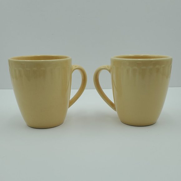 Sango Contempo Cream Mugs 4627 Yellowish Beige Embossed Cups - Picture 3 of 7